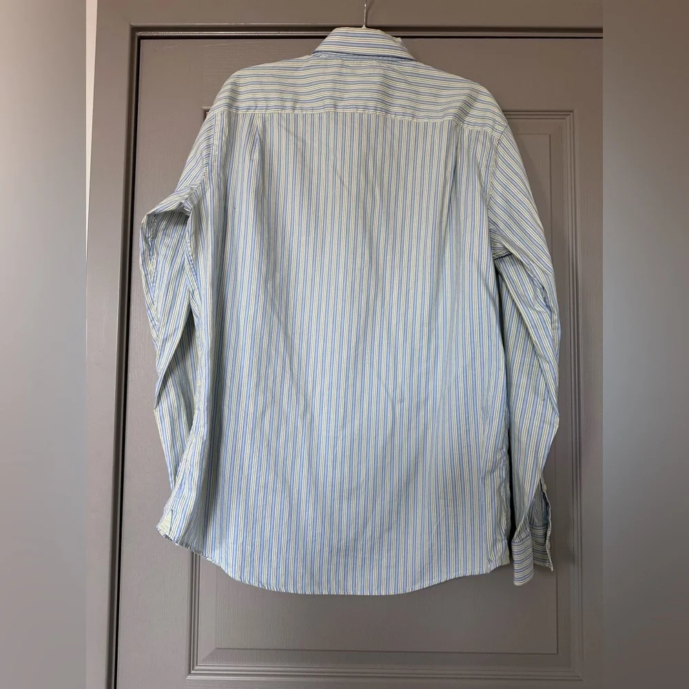 Banana Republic Fitted Blue White Striped Dress Shirt Men’s L 16–16½